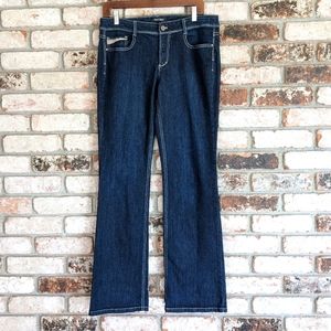 🌼 White House Black Market Bootcut Blue Jeans Embroidered Pockets 10R 33 WHBM